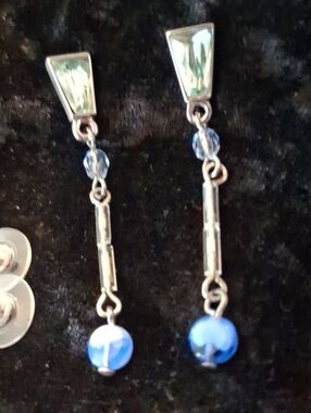 Givenchy Silver-Tone Earrings with Blue Beads